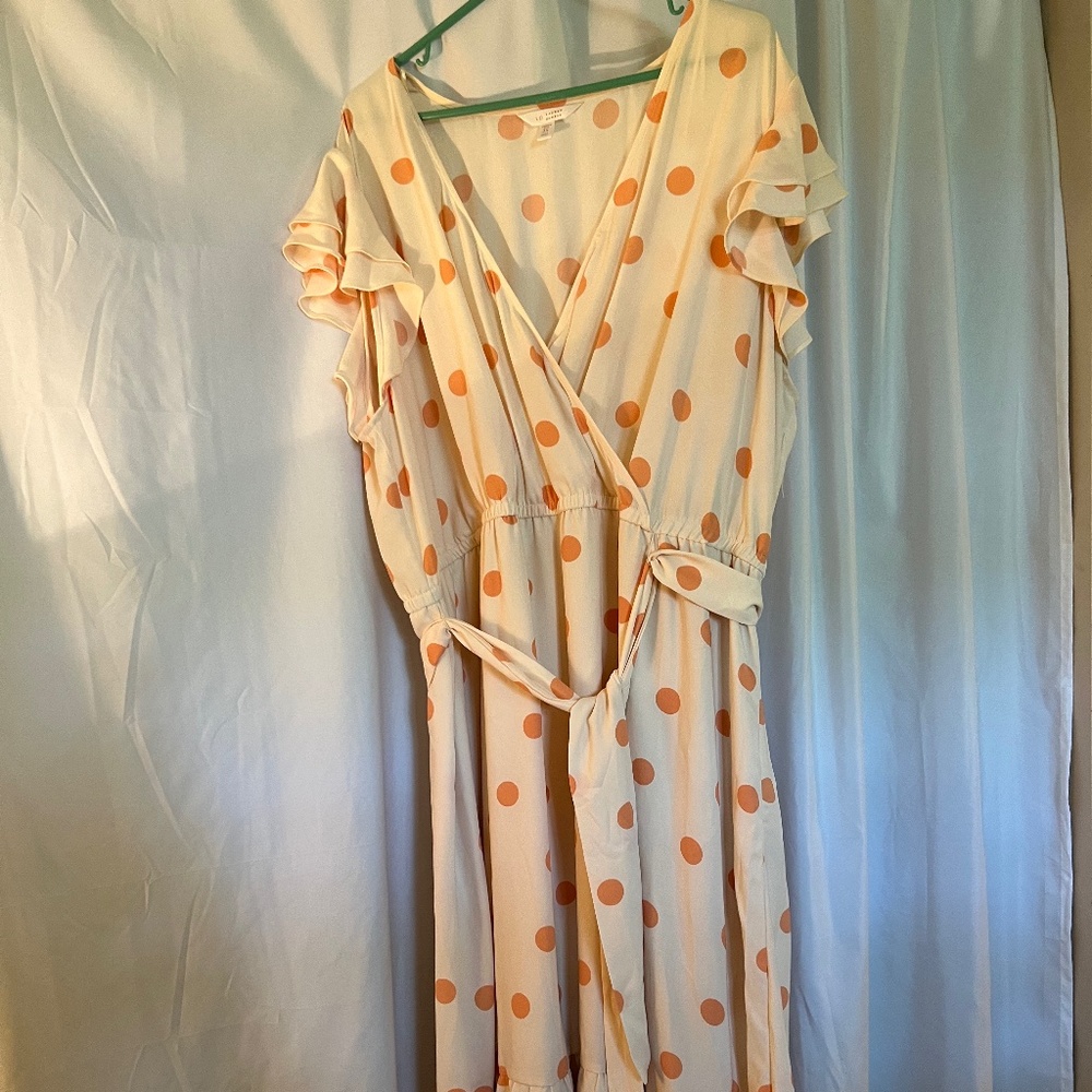 Lauren Conrad Dress 3X Peach Polka Dot